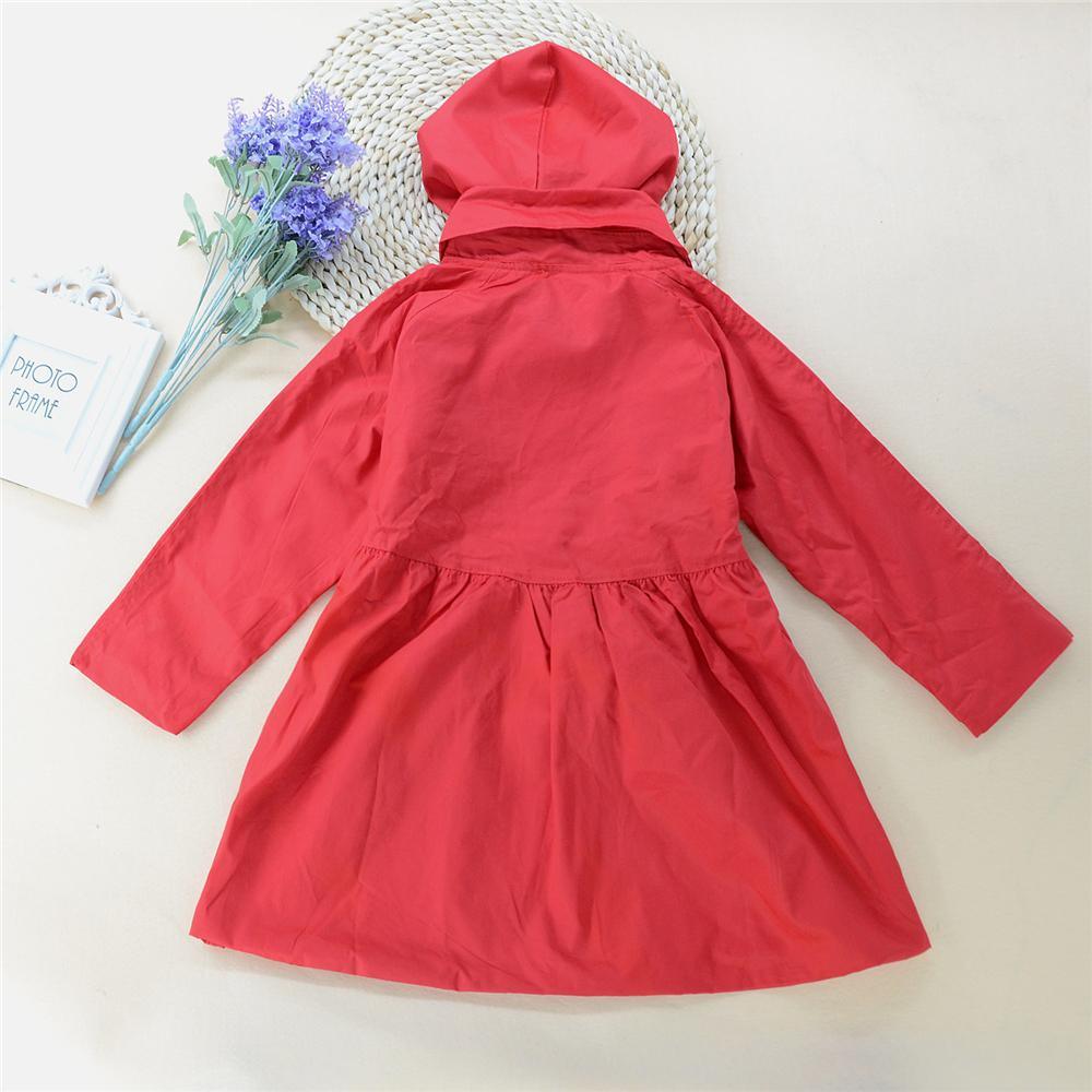 Toddler Girls Button Hooded Long Sleeve Coat Wholesale Clothing For Girls - PrettyKid