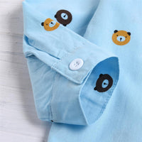 Boys Button Lapel Long Sleeve Cartoon Printed Shirt Boy Wholesale Clothing - PrettyKid