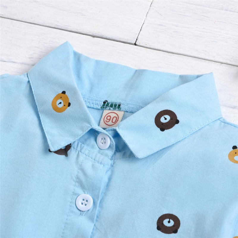 Boys Button Lapel Long Sleeve Cartoon Printed Shirt Boy Wholesale Clothing - PrettyKid