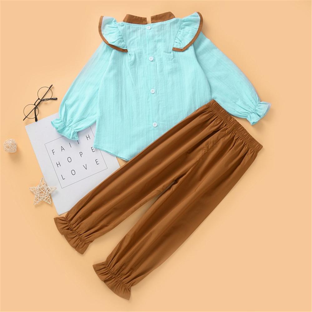 Girls Button Long Sleeve Blouse & Pants Girls Clothing Wholesale - PrettyKid