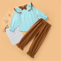 Girls Button Long Sleeve Blouse & Pants Girls Clothing Wholesale - PrettyKid