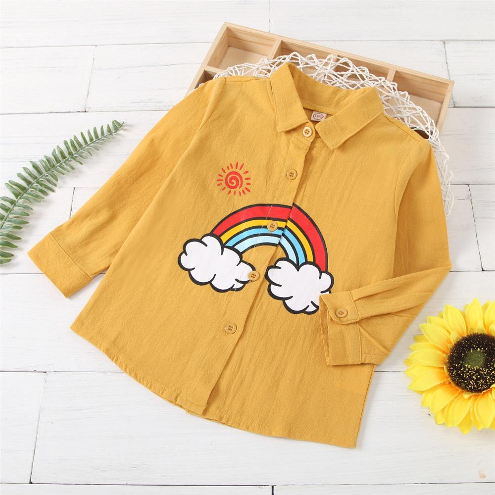 Boys Button Long Sleeve Lapel Rainbow Shirts Wholesale Kid Clothing - PrettyKid