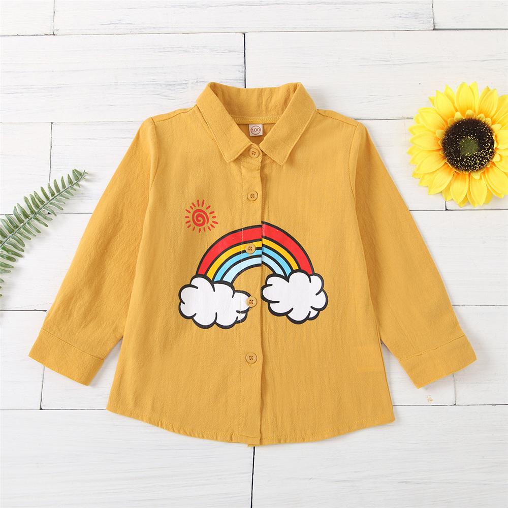 Boys Button Long Sleeve Lapel Rainbow Shirts Wholesale Kid Clothing - PrettyKid