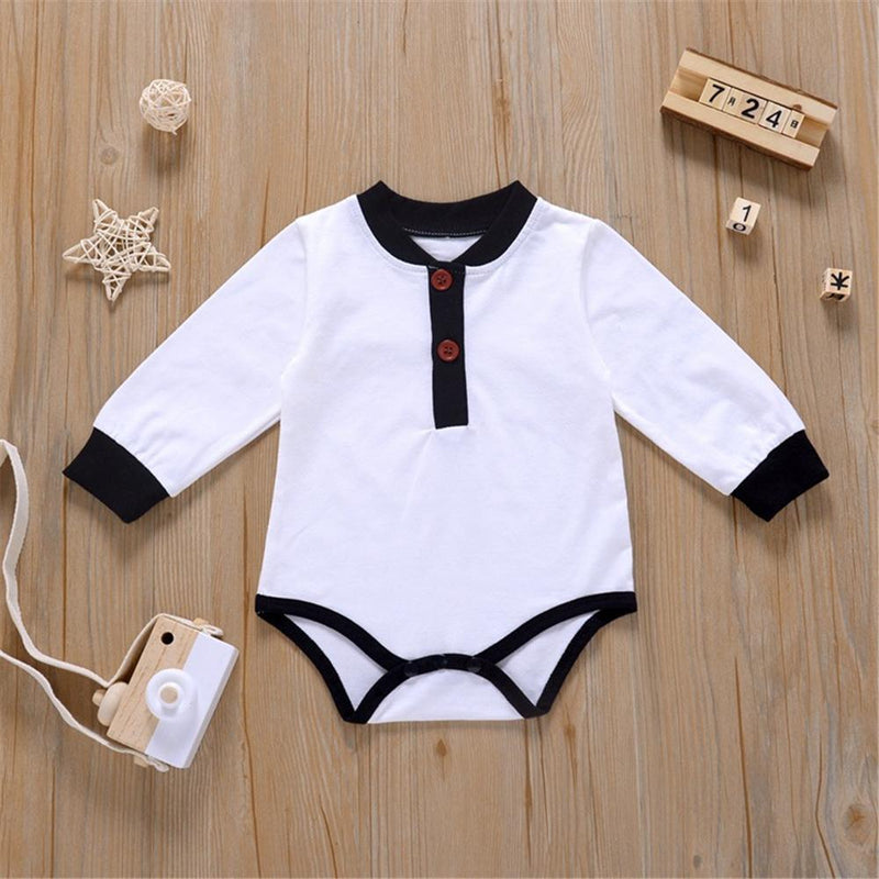 Baby Unisex Button Long Sleeve Romper Baby Boutique Wholesale - PrettyKid