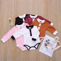 Baby Unisex Button Long Sleeve Romper Baby Boutique Wholesale - PrettyKid