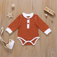 Baby Unisex Button Long Sleeve Romper Baby Boutique Wholesale - PrettyKid
