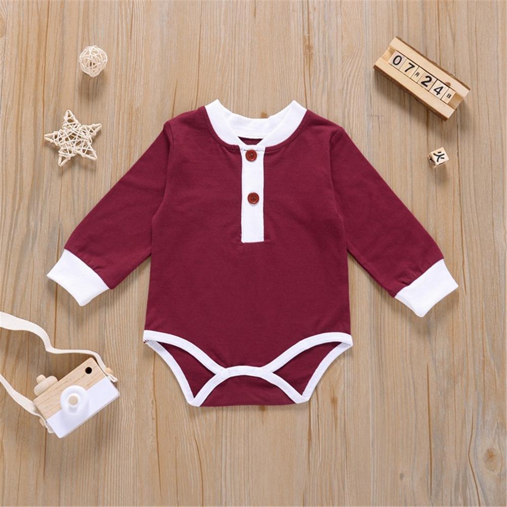 Baby Unisex Button Long Sleeve Romper Baby Boutique Wholesale - PrettyKid