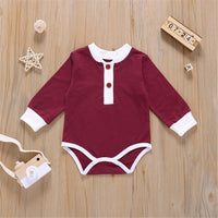 Baby Unisex Button Long Sleeve Romper Baby Boutique Wholesale - PrettyKid