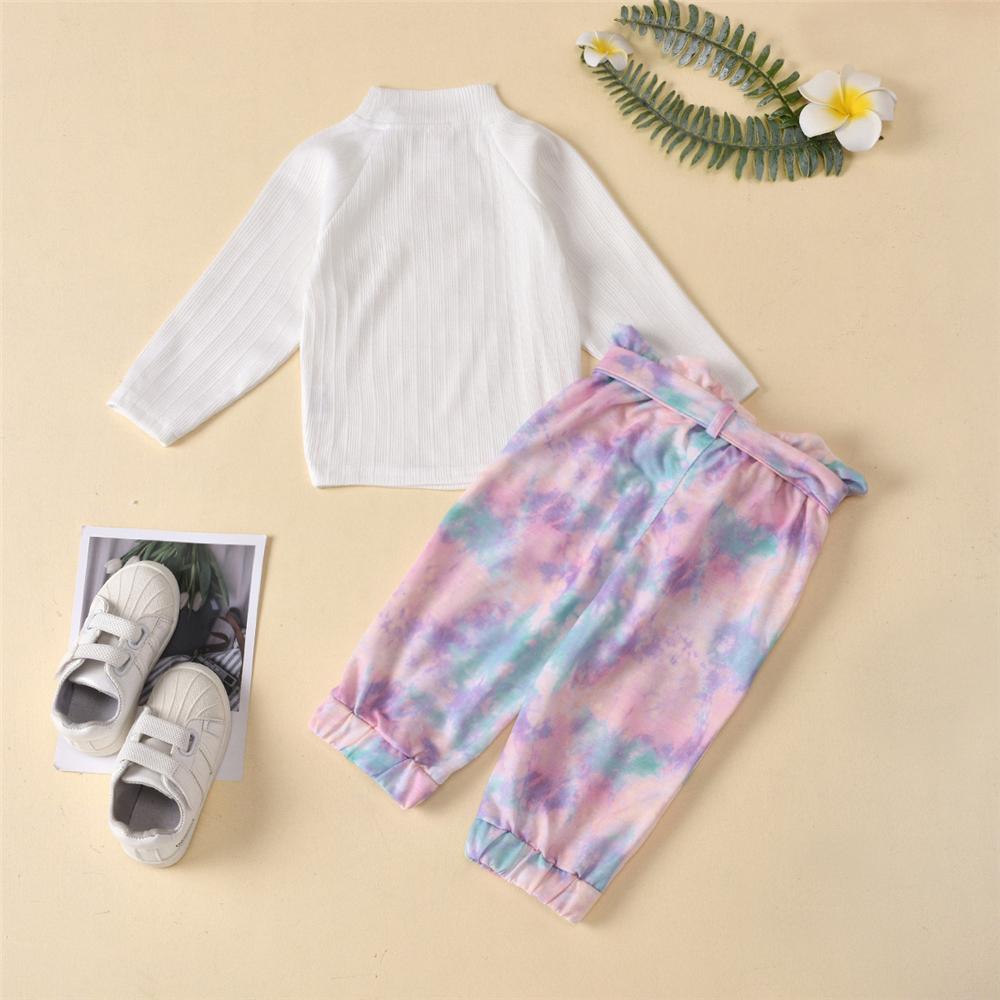 Girls Button Long Sleeve Top & Tie Dye Trousers Baby Girl Wholesale - PrettyKid