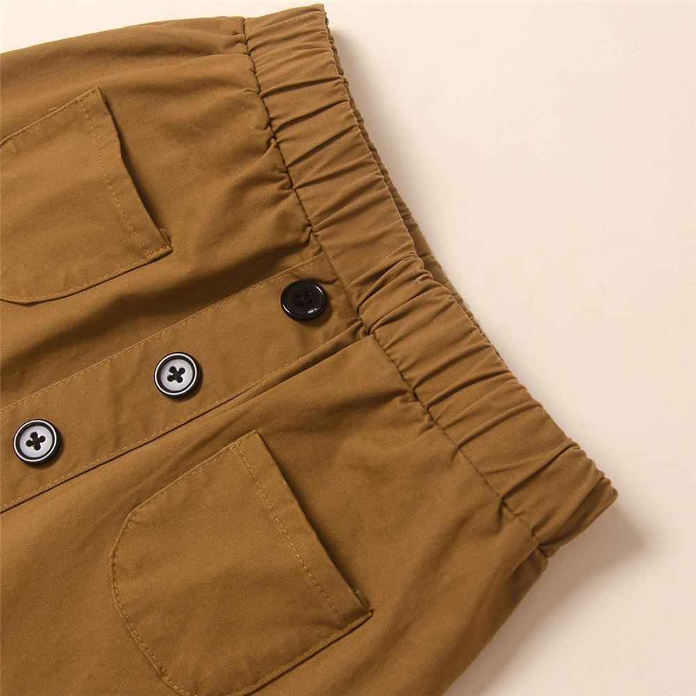 Girls Button Pocket Solid Color Elastic Waist Skirt Wholesale Little Girl Boutique Clothing - PrettyKid