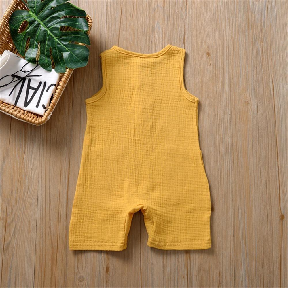 Baby Girl Button Pocket Solid Sleeveless Romper Baby clothing Wholesale vendors - PrettyKid