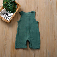 Baby Girl Button Pocket Solid Sleeveless Romper Baby clothing Wholesale vendors - PrettyKid