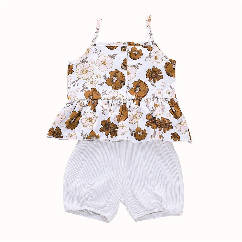Girls Button Sling Top & Shorts Children's Wholesale Boutique clothes - PrettyKid