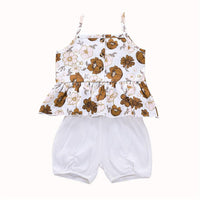 Girls Button Sling Top & Shorts Children's Wholesale Boutique clothes - PrettyKid