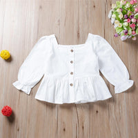 Girls Button Solid Color Long Sleeve Blouse Girls Clothes Wholesale - PrettyKid