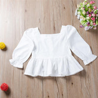 Girls Button Solid Color Long Sleeve Blouse Girls Clothes Wholesale - PrettyKid