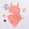 Girls Button Solid Color Sling Top & Shorts Wholesale Boutique Girl clothes - PrettyKid