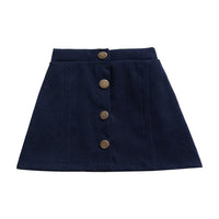 Girls Button Solid Color Vintage Skirt Wholesale Childrens Clothing In Bulk - PrettyKid