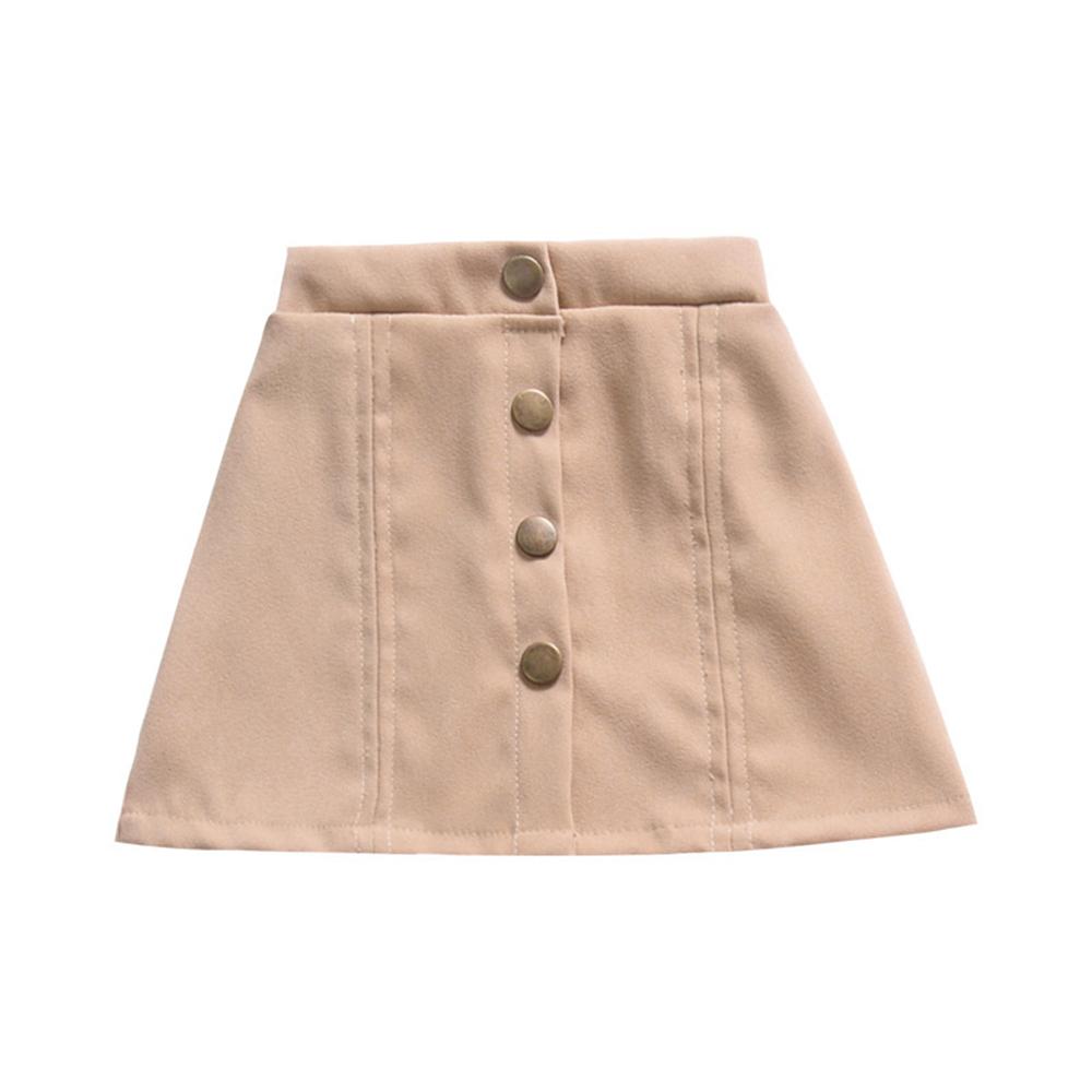 Girls Button Solid Color Vintage Skirt Wholesale Childrens Clothing In Bulk - PrettyKid