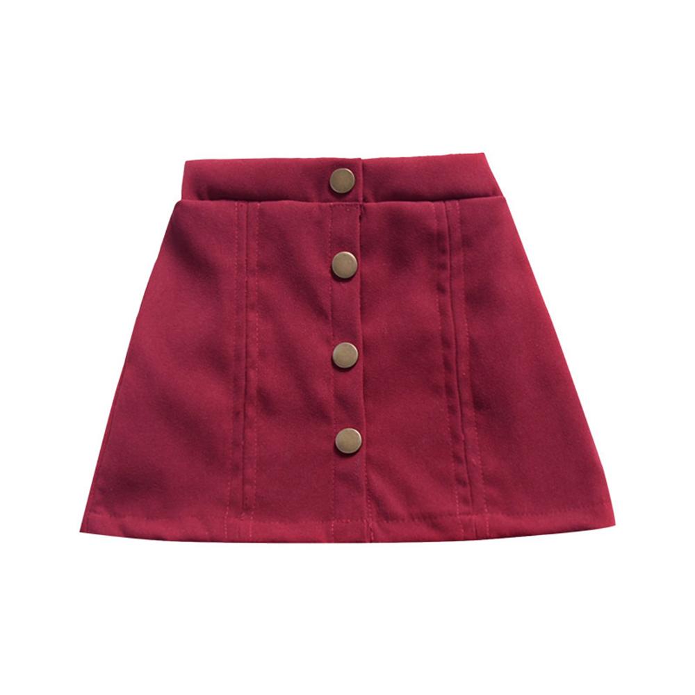 Girls Button Solid Color Vintage Skirt Wholesale Childrens Clothing In Bulk - PrettyKid