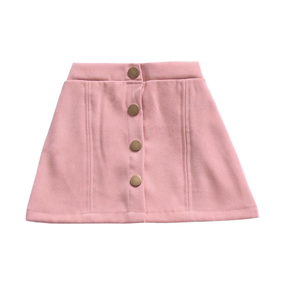 Girls Button Solid Color Vintage Skirt Wholesale Childrens Clothing In Bulk - PrettyKid