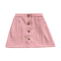 Girls Button Solid Color Vintage Skirt Wholesale Childrens Clothing In Bulk - PrettyKid