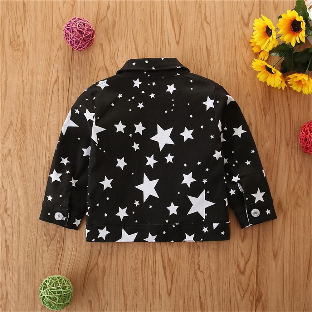 Girls Button Star Printed Lapel Long-Sleeve Jacket Wholesale Girl Clothing - PrettyKid