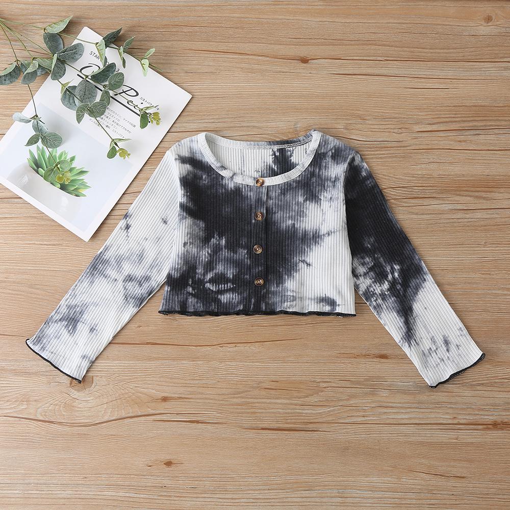 Girls Button Tie Dye Long Sleeve Top & Skirt Wholesale Boutique Girl Clothing - PrettyKid