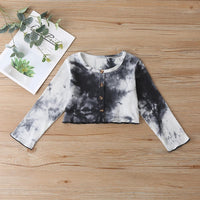 Girls Button Tie Dye Long Sleeve Top & Skirt Wholesale Boutique Girl Clothing - PrettyKid