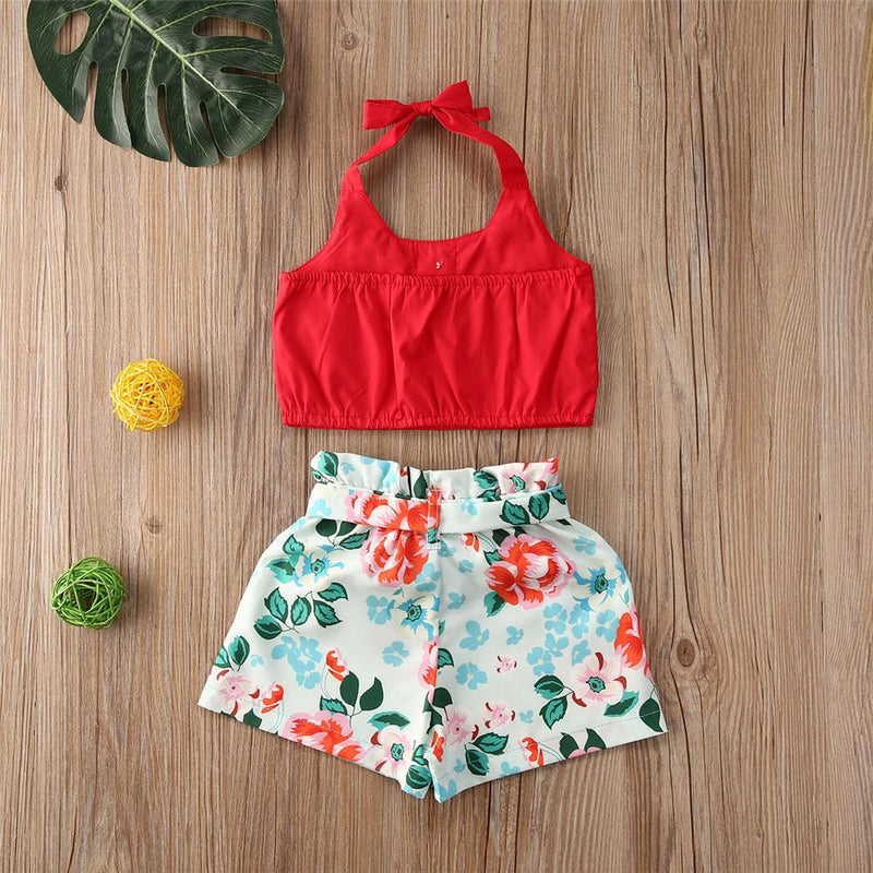 Girls Button Tie Up Top & Floral Shorts Boutique Kids clothing Wholesale - PrettyKid
