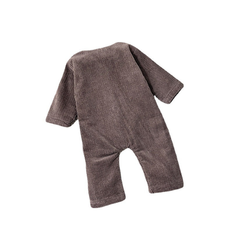 Corduroy Long Sleeve Hit Color Wholesale Baby Jumpsuit - PrettyKid