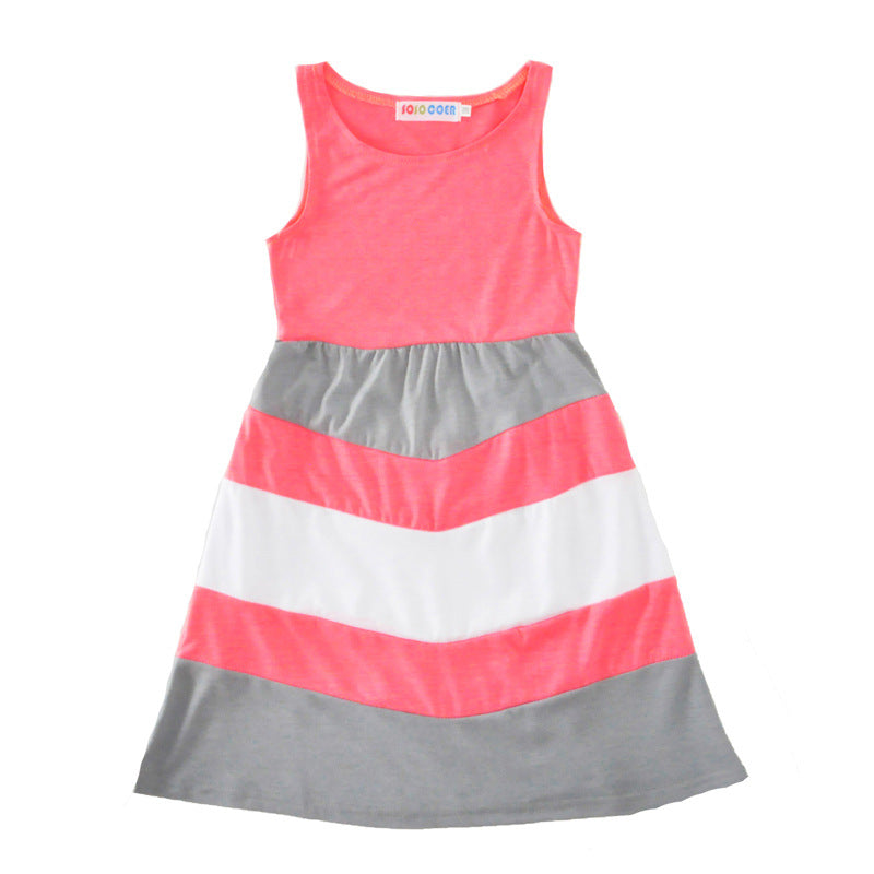 Color Blocking Tank Dresses Wholesale Mommy And Me Clothing - PrettyKid