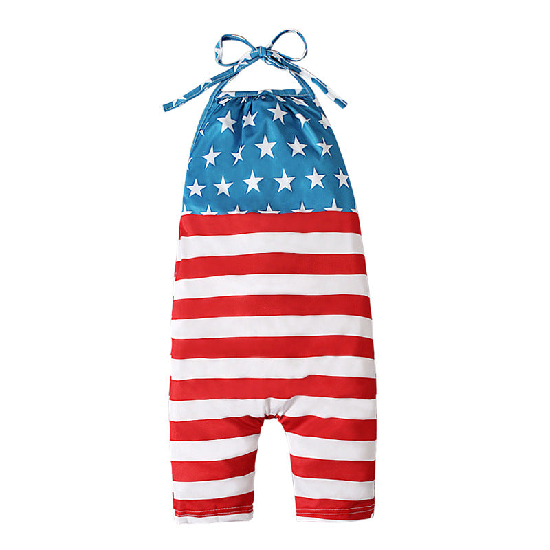 18months-6years Toddler Girl Jumpsuits Wholesale Girls Fashion Clothes American Independence Day - PrettyKid