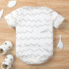 Baby Short Sleeve Wave & Fish Print Romper Baby One Piece Jumpsuit - PrettyKid