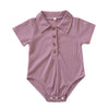 3-24M Waffle Short Sleeve Lapel Triangle Baby Girl Jumpsuit Wholesale Baby Clothing - PrettyKid