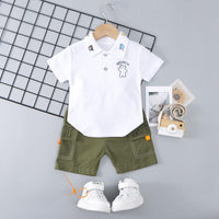 Baby Boy Bear Polo Tee And Shorts Baby Boy Clothing Sets - PrettyKid