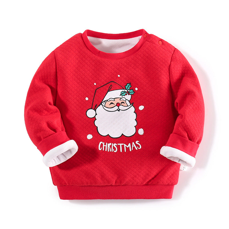 Christmas Cartoon Elk & Santa Print Wholesale Toddler Sweatshirts - PrettyKid