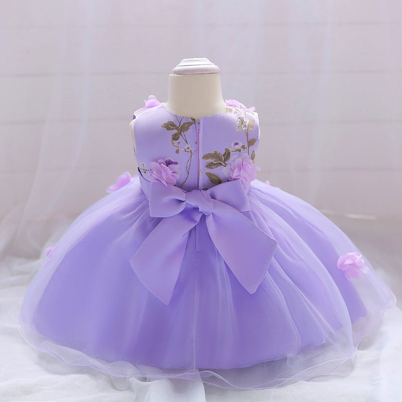 Butterfly Flower Decor Mesh Princess Dress Fashion Girl Wholesale - PrettyKid