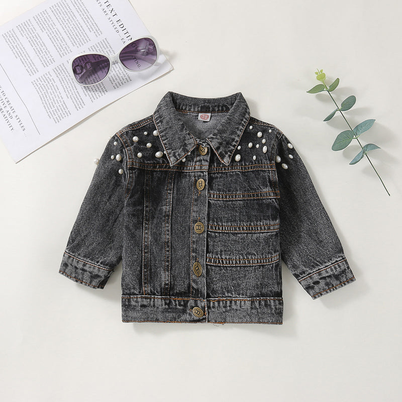 Beaded Denim Jackets Wholesale Baby Clothing - PrettyKid