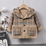 Checked Button Hooded Jackets & Coats Wholesale Boy Boutique Clothes - PrettyKid