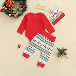Christmas Cartoon Elk Print Wholesale Baby Clothes Sets With Hats - PrettyKid