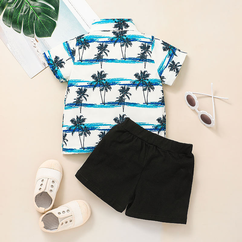 Coconut Hawaiian Shirt And Shorts Two Piece Toddler Boy Sets - PrettyKid