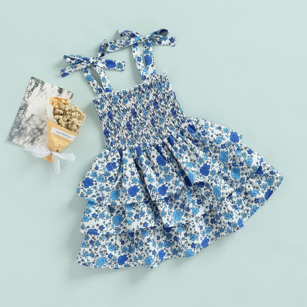 Baby Girl Floral Stretch Suspender Dress Baby Girl Summer Dress - PrettyKid