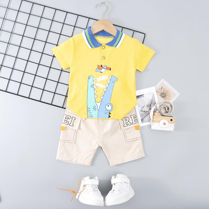 Baby Boys Crocodile Polo Shirt And Shorts Baby Outfit Sets - PrettyKid