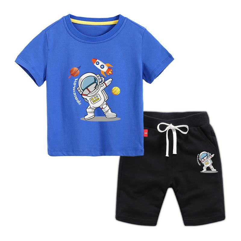 9M-12Y Short Sets For Boys Astronaut Short Sleeve Drawstring Kids Clothes Wholesale - PrettyKid