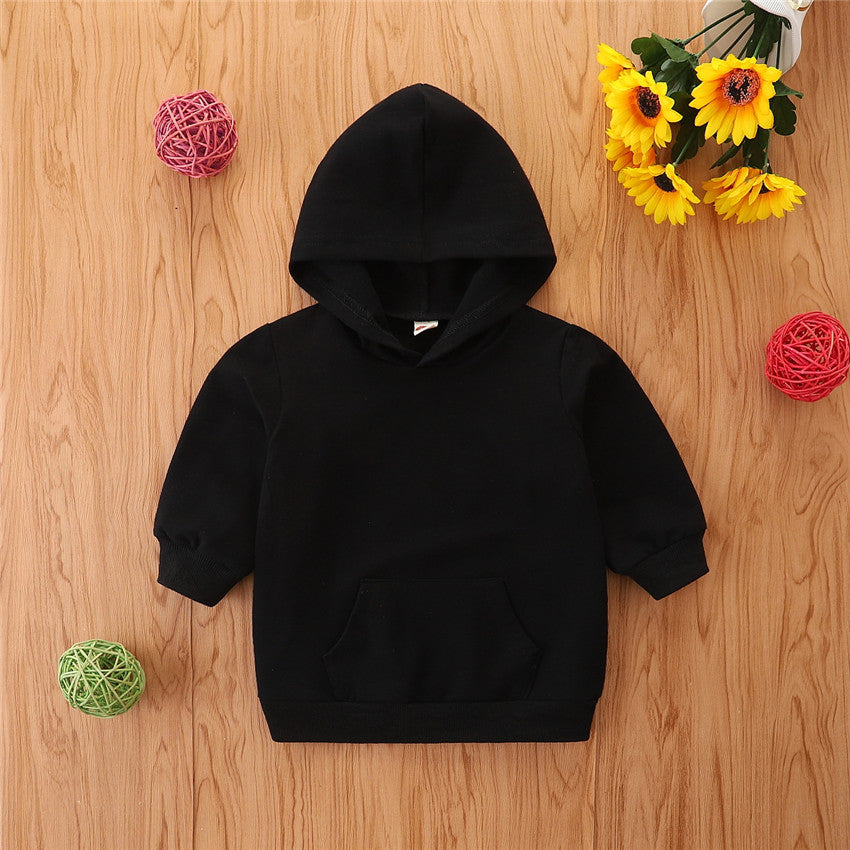 Black Long Sleeve Solid Color Hoodie Wholesale Solid Color Hoodies For Toddlers - PrettyKid