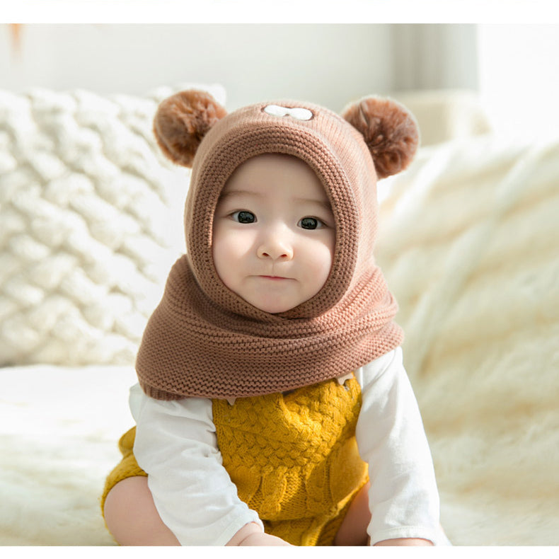 Baby Toddler Cartoon Ears Knitting Scarf Hat - PrettyKid