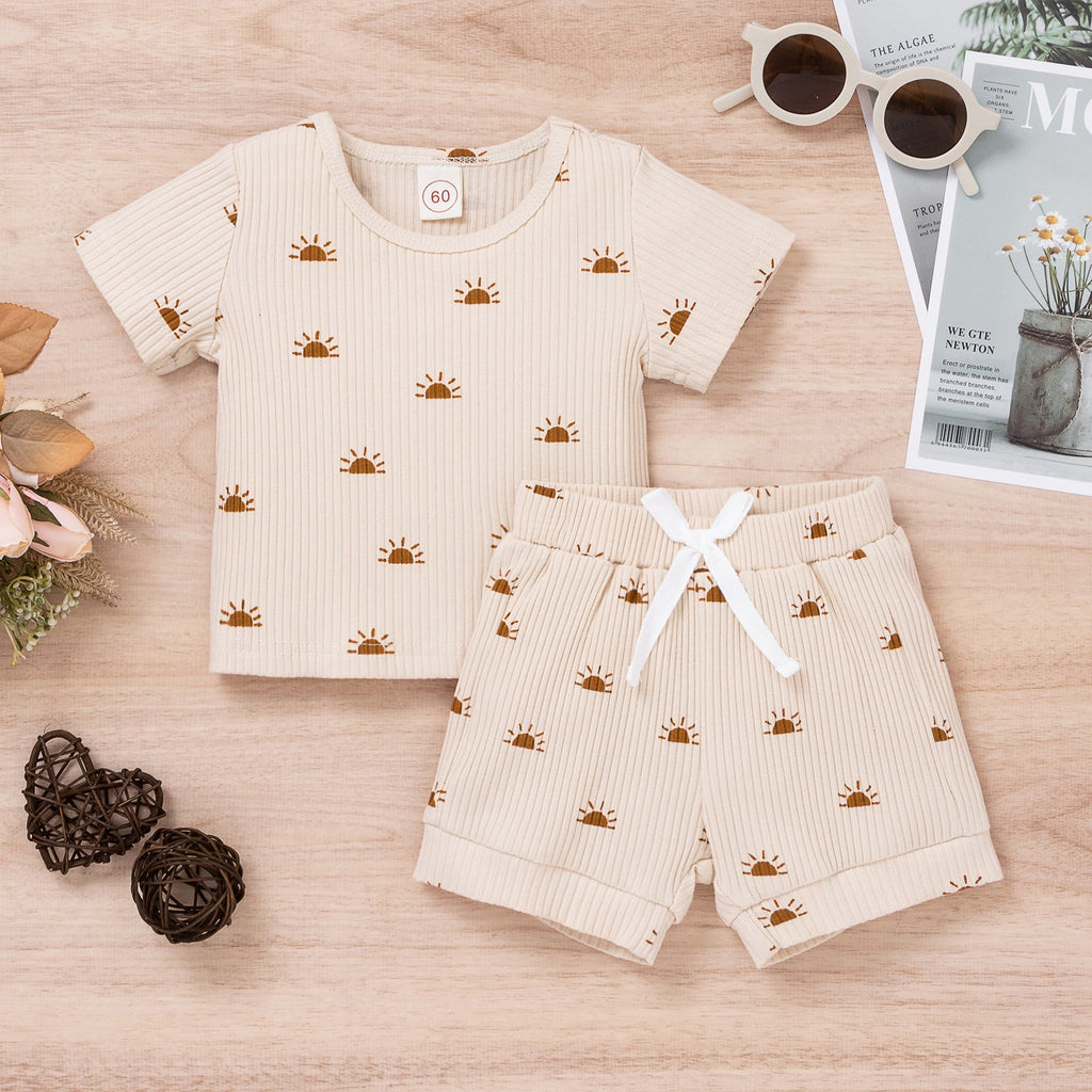 Baby Printed T-Shirt And Shorts Baby Outfit Sets - PrettyKid