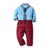 Boys Colorblock Single Breasted Bow Tie Shirt Plain Suspender Pants Wholesale Toddler Boy Sets - PrettyKid