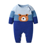 Bear Striped Long Sleeve Wholesale Baby Jumpsuit - PrettyKid
